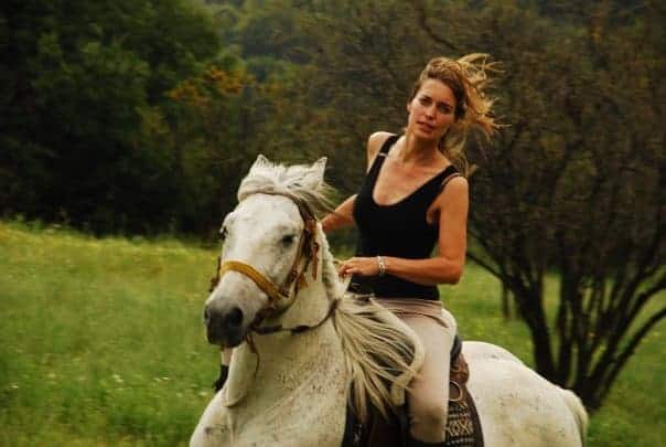 Riding through a green vega in the Andes near Santiago
